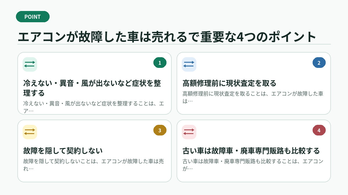 エアコンが故障した車は売れるで重要な4つのポイント