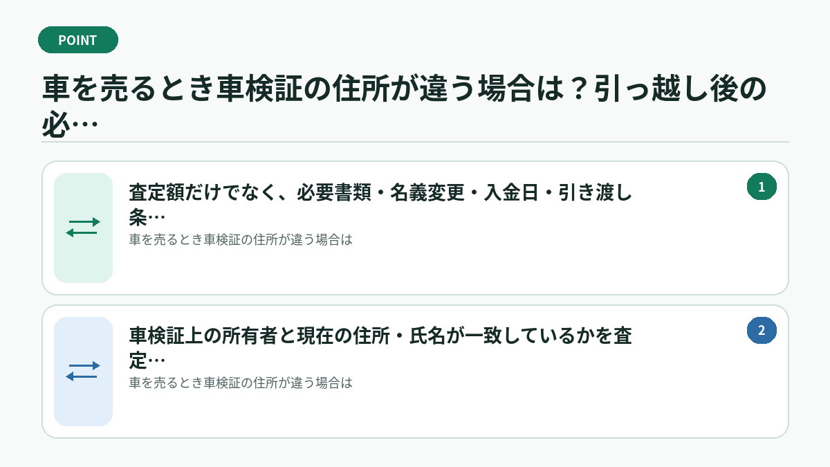 車を売るとき車検証の住所が違う場合は？引っ越し後の必要書類を解説で迷ったときの判断基準