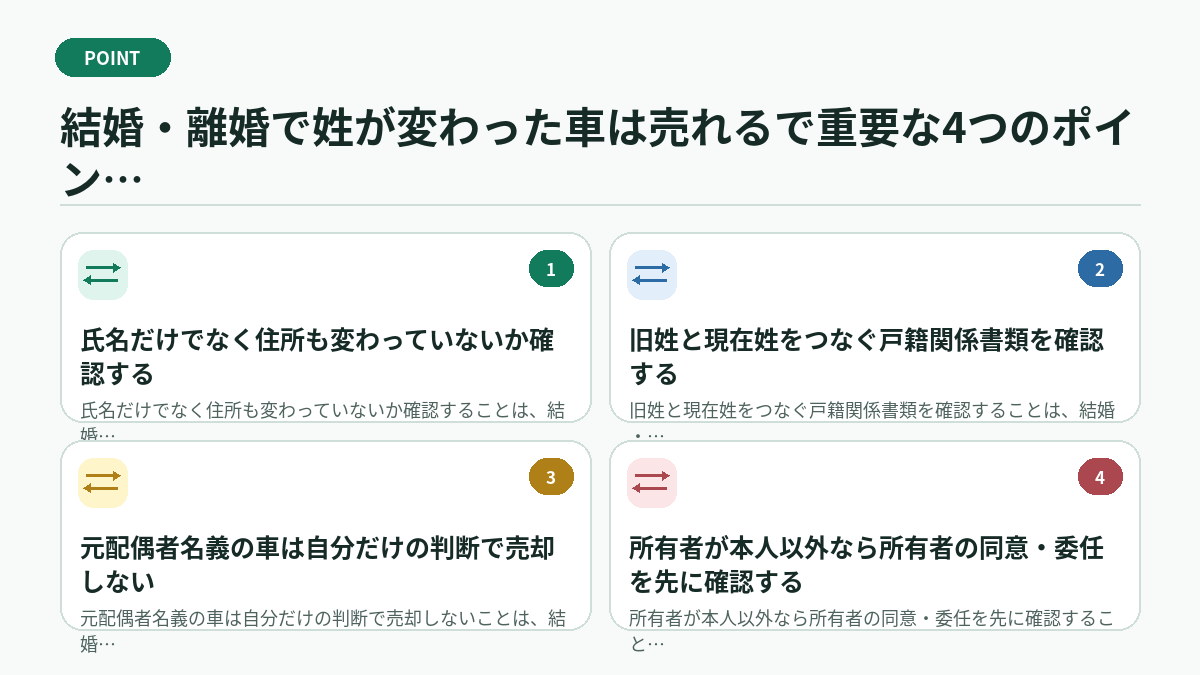 結婚・離婚で姓が変わった車は売れるで重要な4つのポイント
