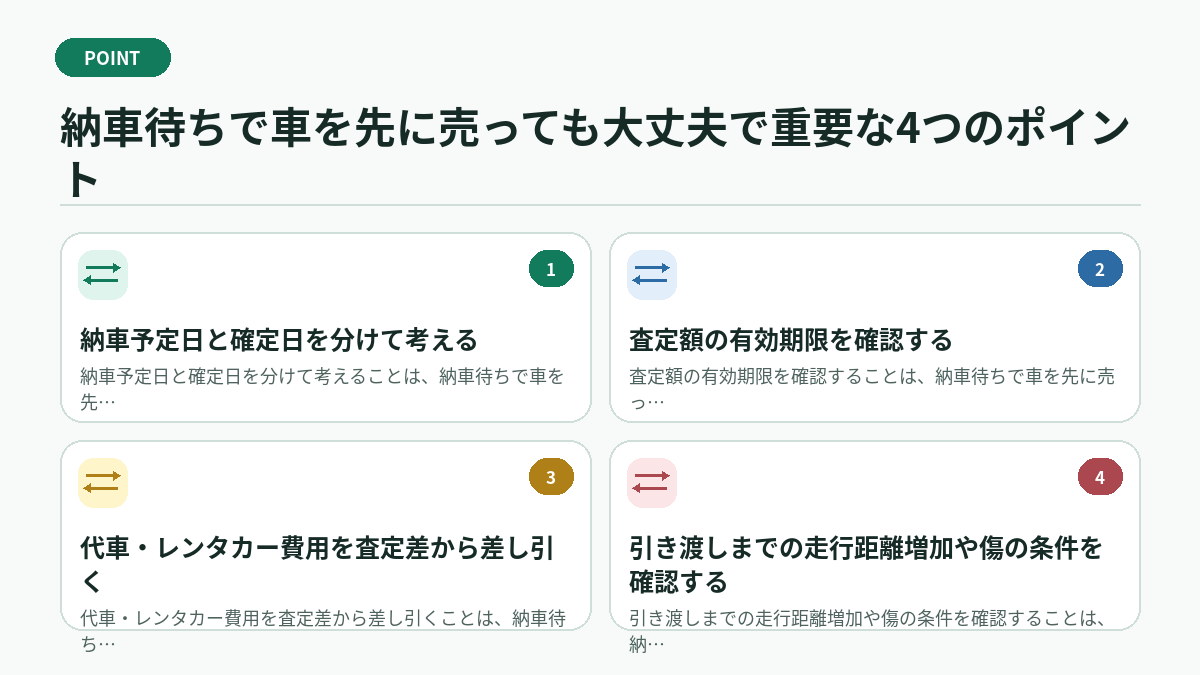 納車待ちで車を先に売っても大丈夫で重要な4つのポイント