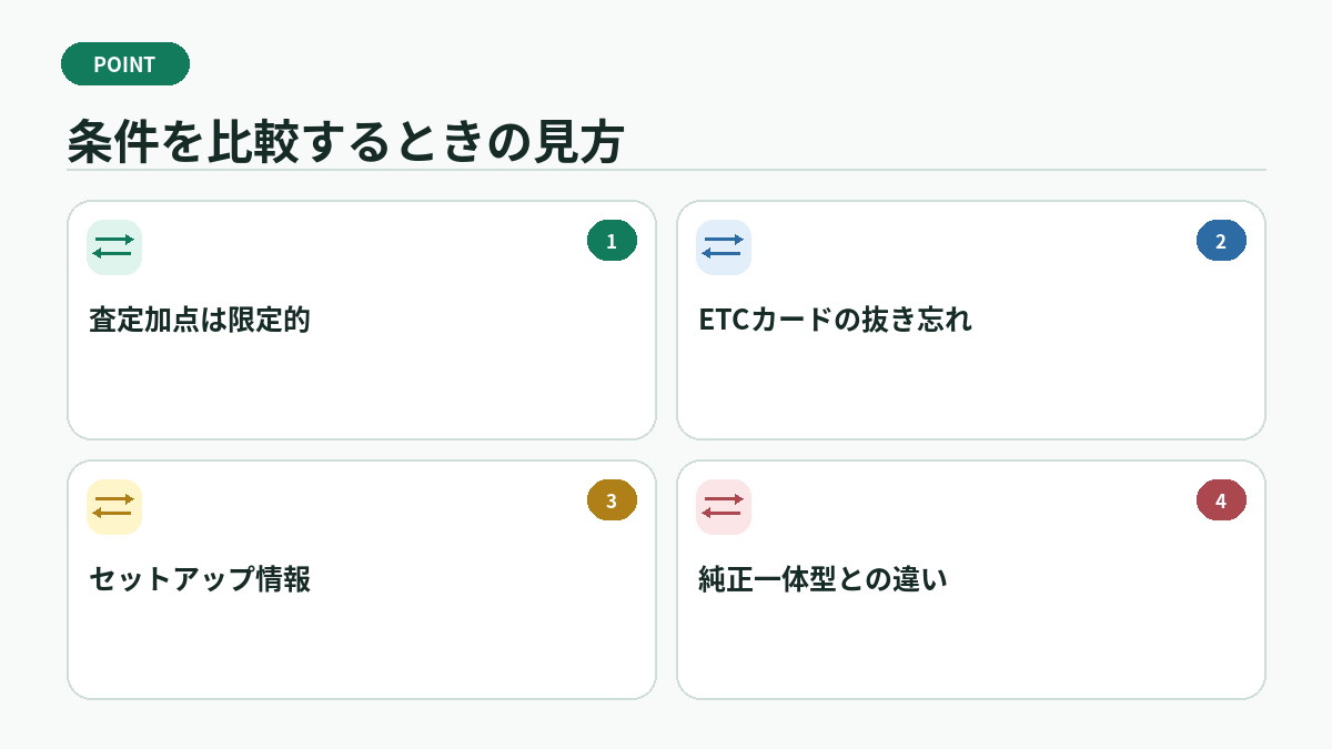 条件を比較するときの見方