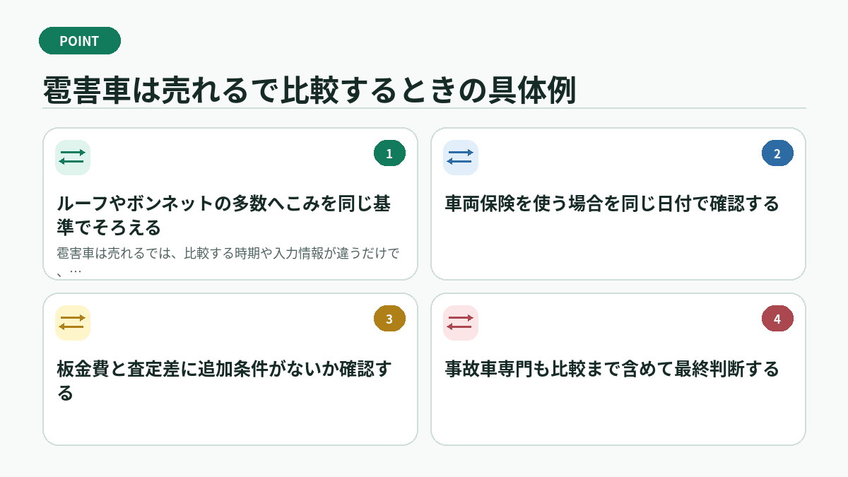 雹害車は売れるで比較するときの具体例