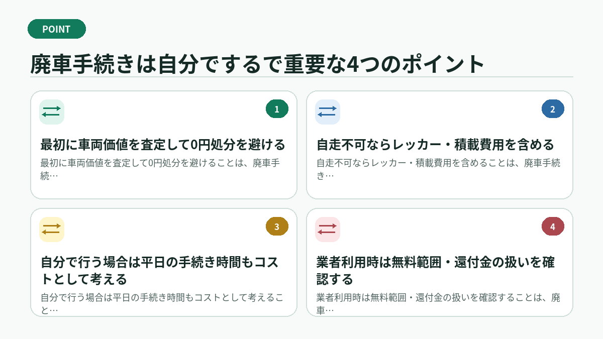 廃車手続きは自分でするで重要な4つのポイント